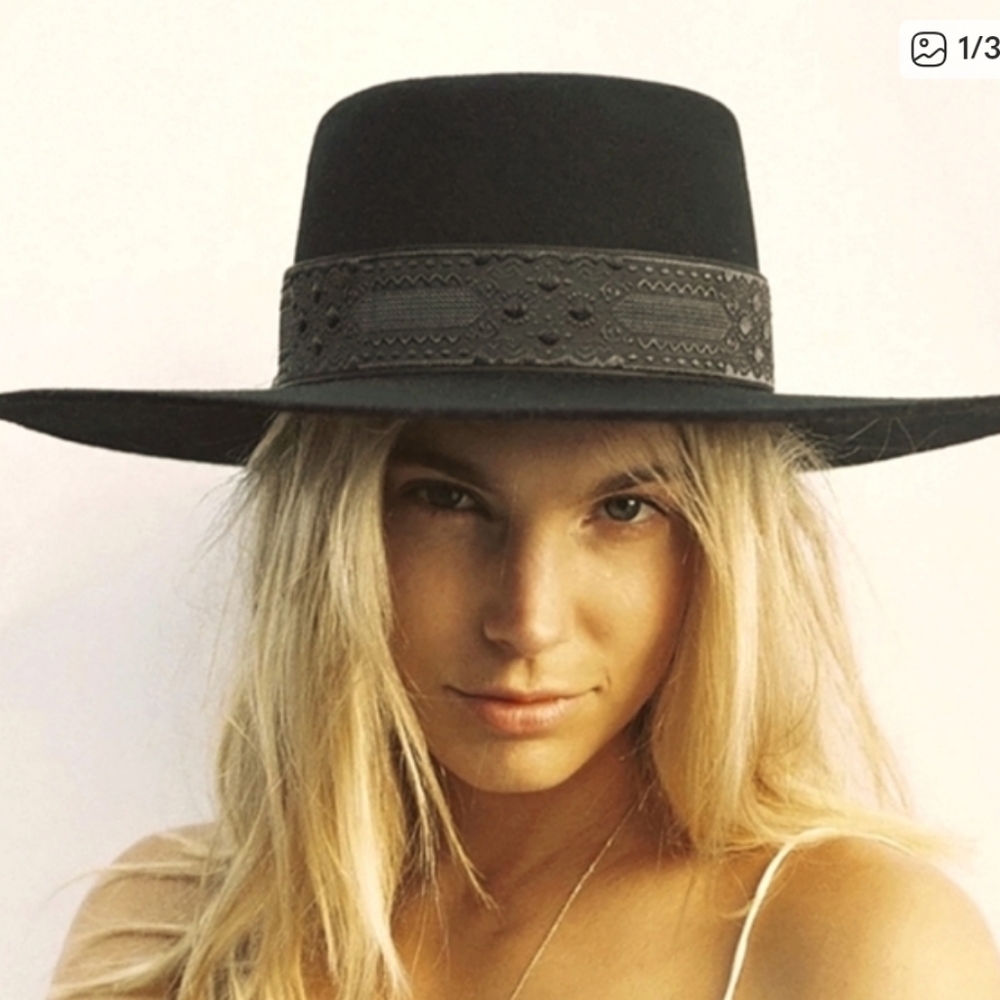 Lack Of Color Black Boater Hat